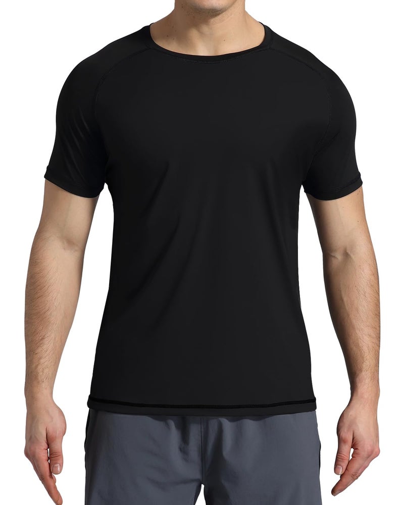 VAYAGER Men's Swim Shirts Rash Guard UPF 50+ T Shirts Quick Dry Loose Fit Water Surfing Shirt(Black-XXL) - Image 2